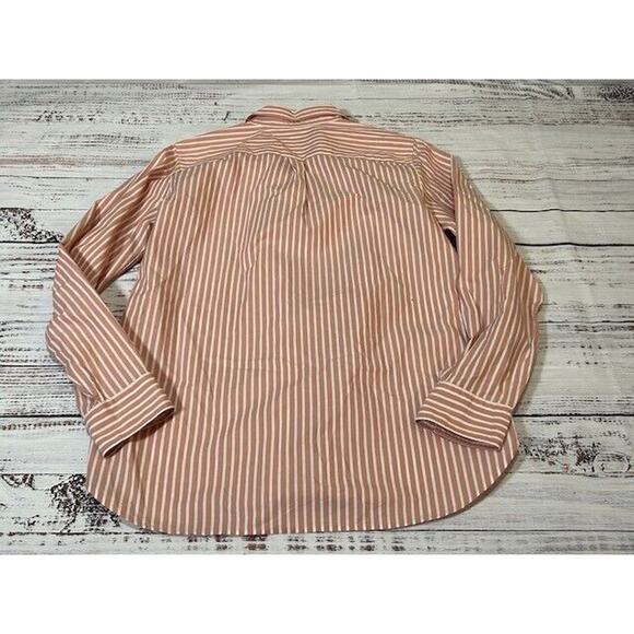 Garnet Hill Womens Button Up Shirt Stripe Long Sleeve Collared Pink White Size 8 - Picture 2 of 8